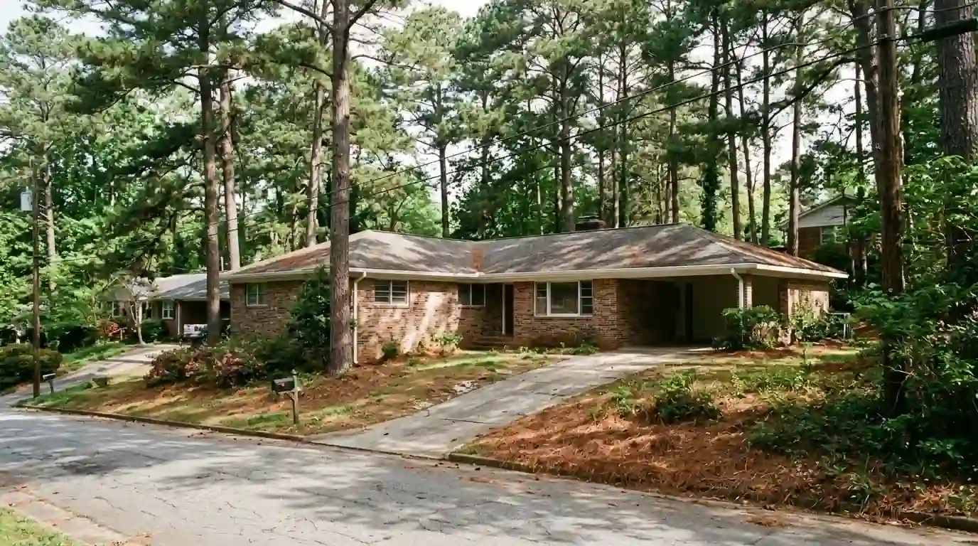 Tudor revival house with fresh trim in Peachtree Heights