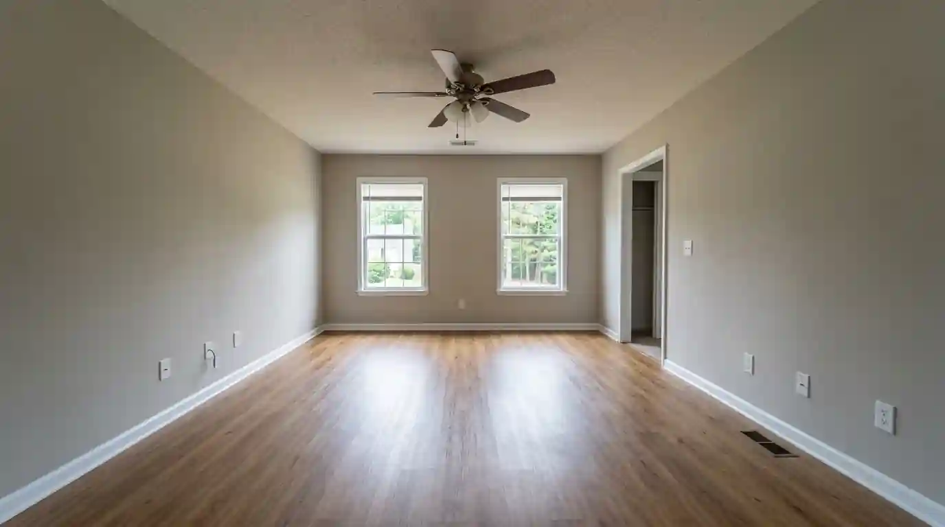 Freshly painted empty rental living room in Lawrenceville