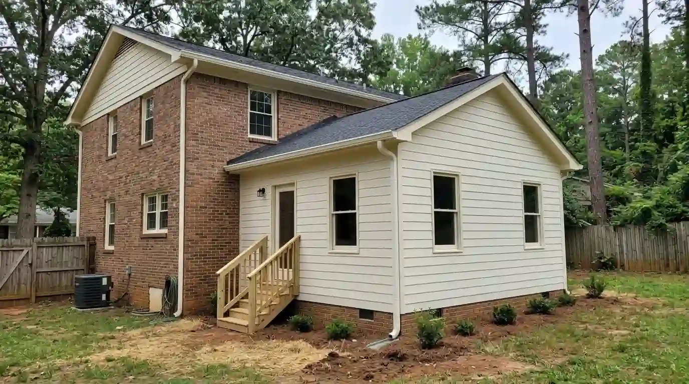 New addition painted to match the original house