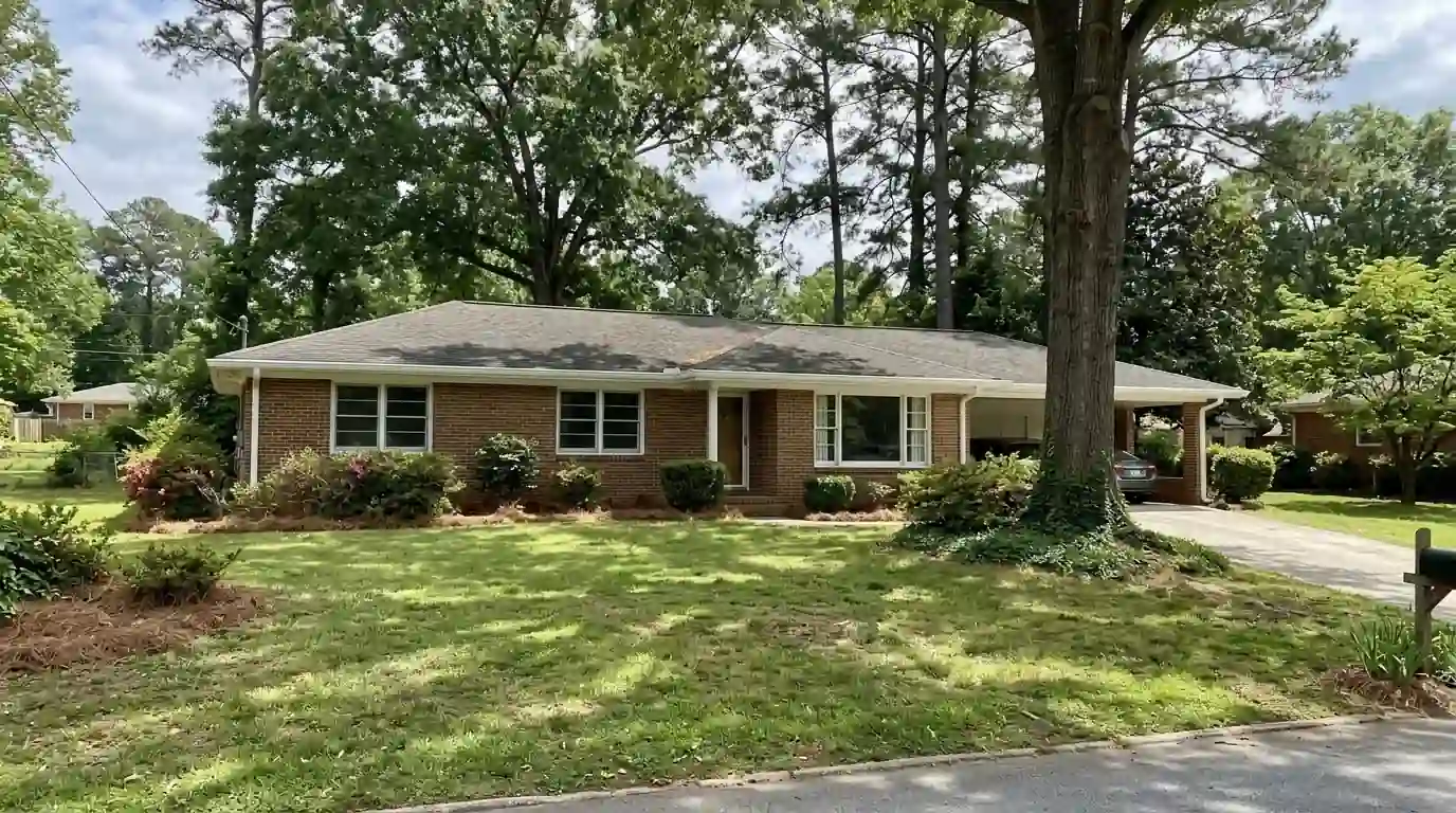 Midcentury brick ranch with fresh fascia paint in LaVista Park